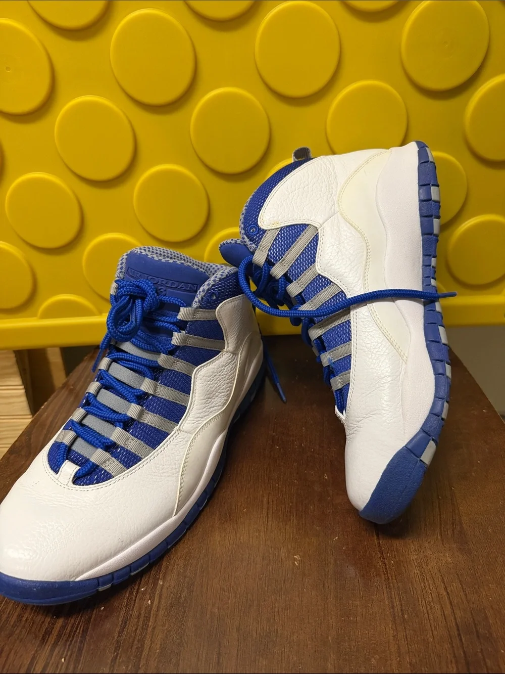 Jordan Retro White and Blue High-Top Sneakers